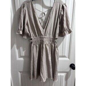 Blush Puff Sleeve Cut Out Mini Dress Beige Womens Xl